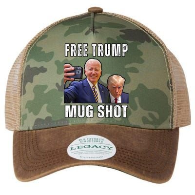 Free Trump Mugshot President Joe Biden Selfie Halloween Legacy Tie Dye Trucker Hat