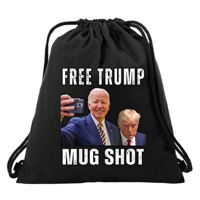 Free Trump Mugshot President Joe Biden Selfie Halloween Drawstring Bag