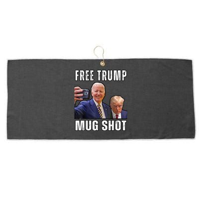 Free Trump Mugshot President Joe Biden Selfie Halloween Large Microfiber Waffle Golf Towel