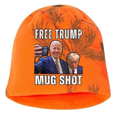 Free Trump Mugshot President Joe Biden Selfie Halloween Kati - Camo Knit Beanie