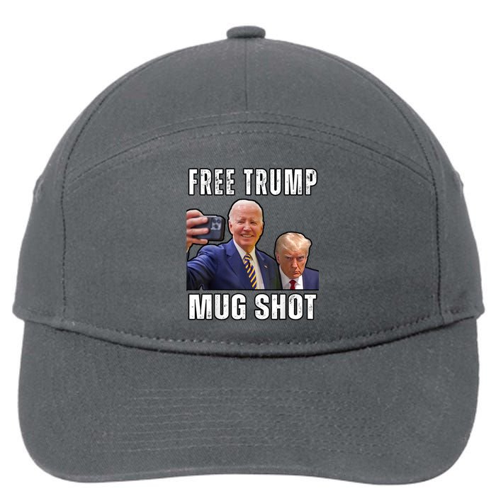 Free Trump Mugshot President Joe Biden Selfie Halloween 7-Panel Snapback Hat