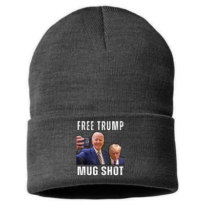 Free Trump Mugshot President Joe Biden Selfie Halloween Sustainable Knit Beanie