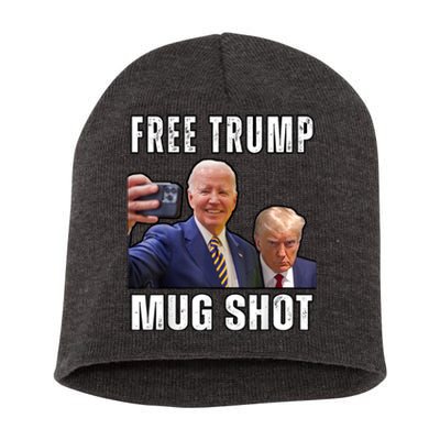 Free Trump Mugshot President Joe Biden Selfie Halloween Short Acrylic Beanie