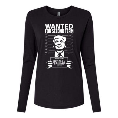 Free Trump Mugshot Wanted For Second Term 2024 Trump 2024 Womens Cotton Relaxed Long Sleeve T-Shirt