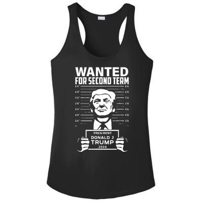 Free Trump Mugshot Wanted For Second Term 2024 Trump 2024 Ladies PosiCharge Competitor Racerback Tank