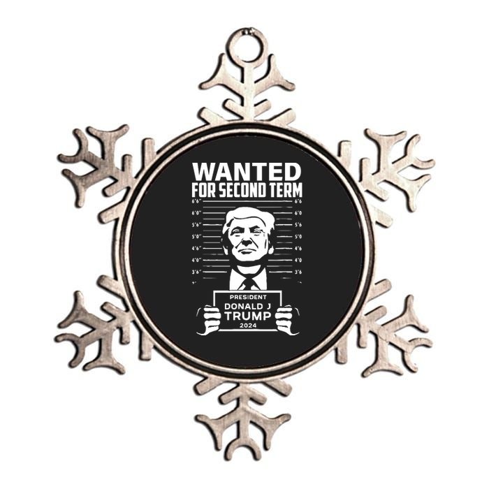 Free Trump Mugshot Wanted For Second Term 2024 Trump 2024 Metallic Star Ornament