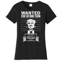 Free Trump Mugshot Wanted For Second Term 2024 Trump 2024 Women's T-Shirt