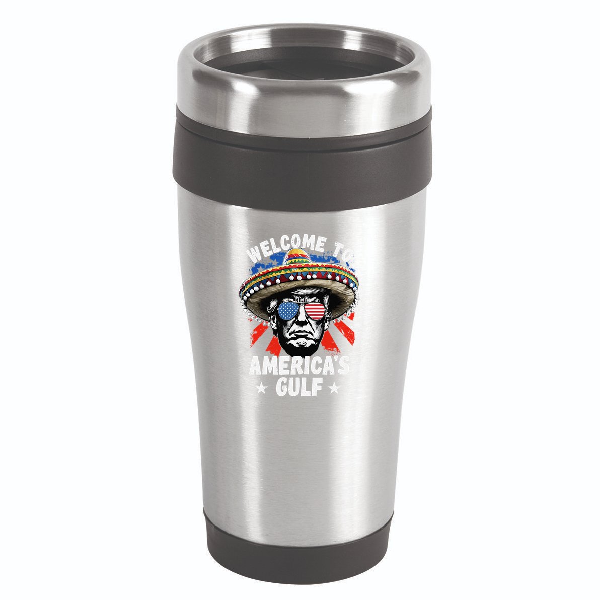 Funny Trump Mexico America Retro Welcome To AmericaS Gulf 16oz Travel Tumbler