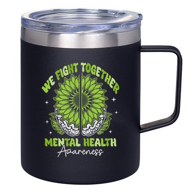 Fight Together Mental Health Sunflower Emotional Counseling 12oz Stainless Steel Coffee Mug