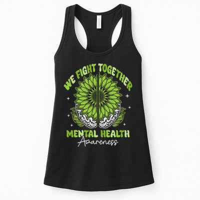 Fight Together Mental Health Sunflower Emotional Counseling Womens Tank Top