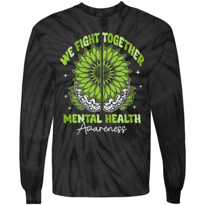 Fight Together Mental Health Sunflower Emotional Counseling Tie-Dye Long Sleeve Shirt