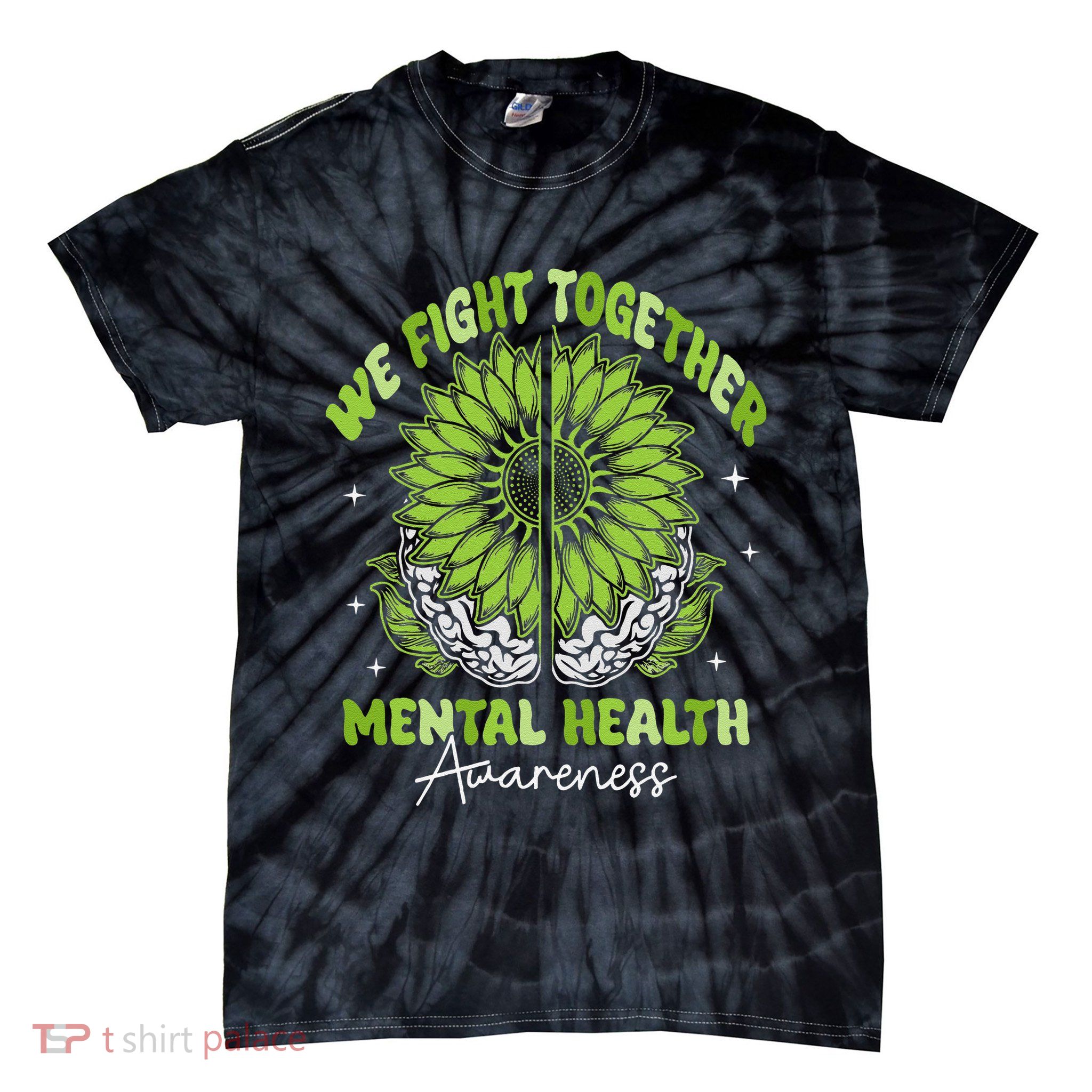 Fight Together Mental Health Sunflower Emotional Counseling Tie-Dye T-Shirt