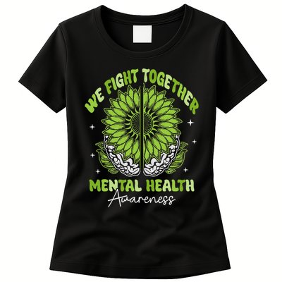 Fight Together Mental Health Sunflower Emotional Counseling Womens T-Shirt