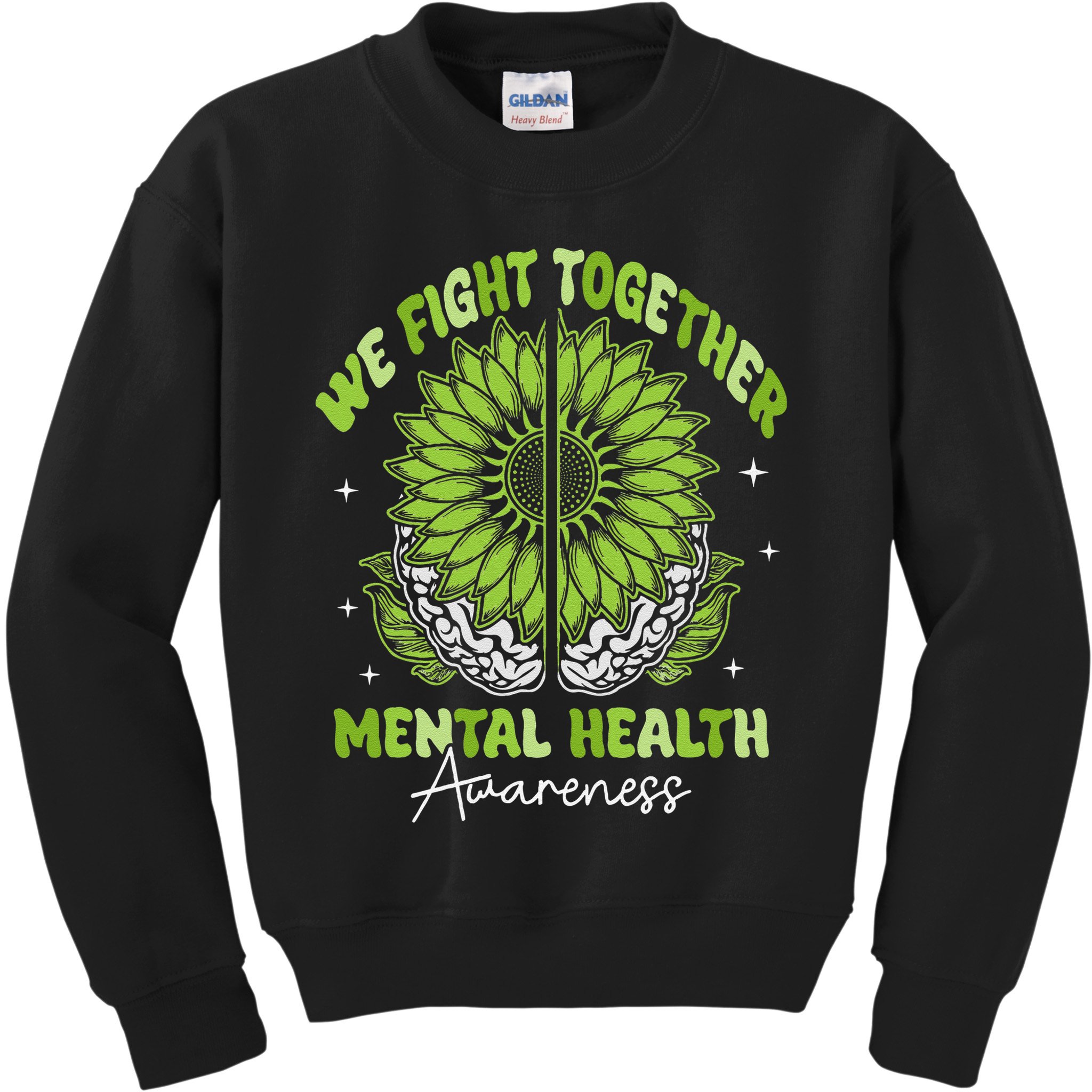 Fight Together Mental Health Sunflower Emotional Counseling Kids Sweatshirt