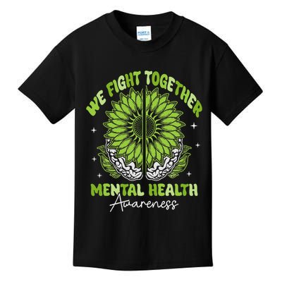 Fight Together Mental Health Sunflower Emotional Counseling Kids T-Shirt