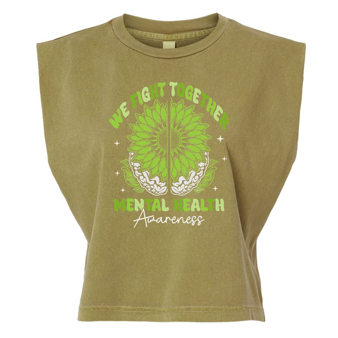 Fight Together Mental Health Sunflower Emotional Counseling Garment-Dyed Women's Muscle Tee