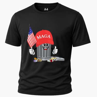 Funny Trump Maga Garbage Can Cartoon Character American Flag Performance Shirt