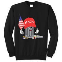 Funny Trump Maga Garbage Can Cartoon Character American Flag Sweatshirt