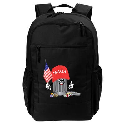 Funny Trump Maga Garbage Can Cartoon Character American Flag Backpack