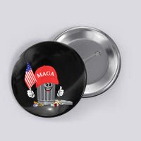 Funny Trump Maga Garbage Can Cartoon Character American Flag Button