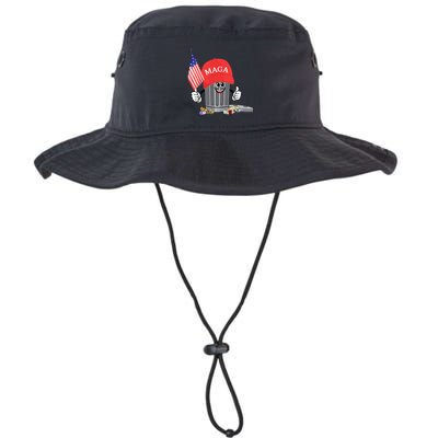 Funny Trump Maga Garbage Can Cartoon Character American Flag Bucket Hat