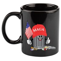 Funny Trump Maga Garbage Can Cartoon Character American Flag 11oz C Handle Ceramic Mug