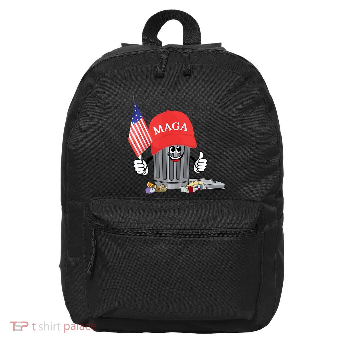 Funny Trump Maga Garbage Can Cartoon Character American Flag 16 in Basic Backpack