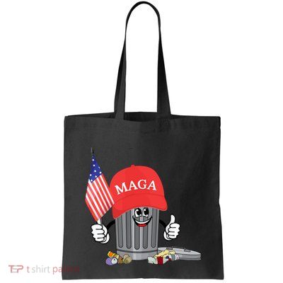 Funny Trump Maga Garbage Can Cartoon Character American Flag Bag