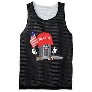 Funny Trump Maga Garbage Can Cartoon Character American Flag Mesh Reversible Basketball Jersey Tank