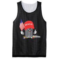 Funny Trump Maga Garbage Can Cartoon Character American Flag Mesh Reversible Basketball Jersey Tank