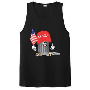 Funny Trump Maga Garbage Can Cartoon Character American Flag PosiCharge Competitor Tank