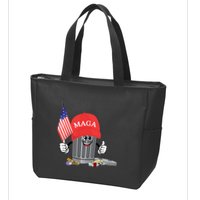 Funny Trump Maga Garbage Can Cartoon Character American Flag Zip Tote Bag