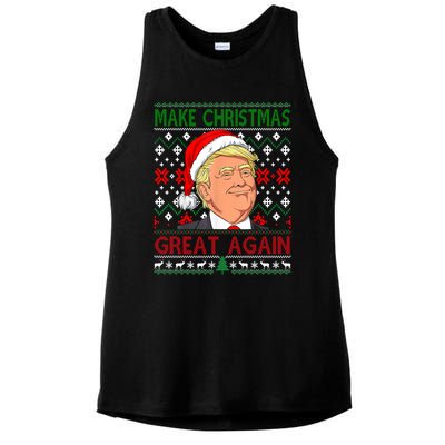 Funny Trump Make Christmas Great Again Ugly Sweater Xmas Pjs Cute Gift Ladies PosiCharge Tri-Blend Wicking Tank