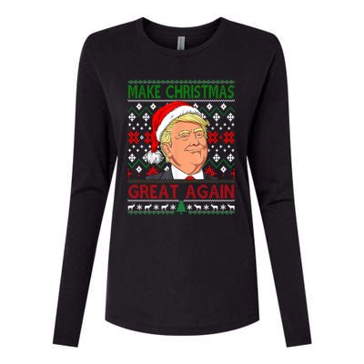 Funny Trump Make Christmas Great Again Ugly Sweater Xmas Pjs Cute Gift Womens Cotton Relaxed Long Sleeve T-Shirt