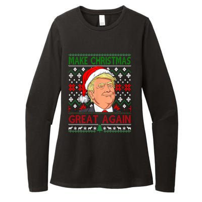 Funny Trump Make Christmas Great Again Ugly Sweater Xmas Pjs Cute Gift Womens CVC Long Sleeve Shirt