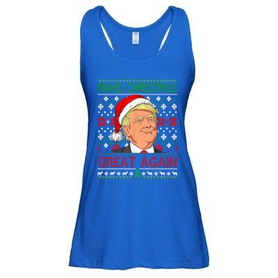 Funny Trump Make Christmas Great Again Ugly Sweater Xmas Pjs Cute Gift Ladies Essential Flowy Tank