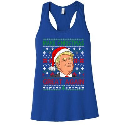 Funny Trump Make Christmas Great Again Ugly Sweater Xmas Pjs Cute Gift Women's Racerback Tank