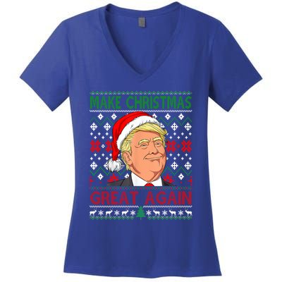 Funny Trump Make Christmas Great Again Ugly Sweater Xmas Pjs Cute Gift Women's V-Neck T-Shirt