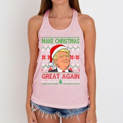 Funny Trump Make Christmas Great Again Ugly Sweater Xmas Pjs Cute Gift Women's Knotted Racerback Tank