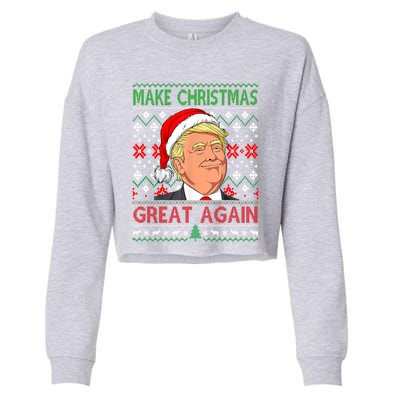 Funny Trump Make Christmas Great Again Ugly Sweater Xmas Pjs Cute Gift Cropped Pullover Crew