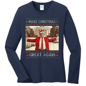 Funny Trump Make Christmas Great Again Xmas Family Pajamas Ladies Long Sleeve Shirt