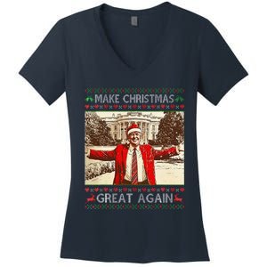 Funny Trump Make Christmas Great Again Xmas Family Pajamas Women's V-Neck T-Shirt