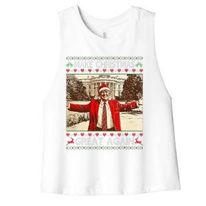 Funny Trump Make Christmas Great Again Xmas Family Pajamas Women's Racerback Cropped Tank