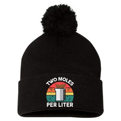 Funny Two Moles Per Liter Chemistry Science Teacher Pom Pom 12in Knit Beanie
