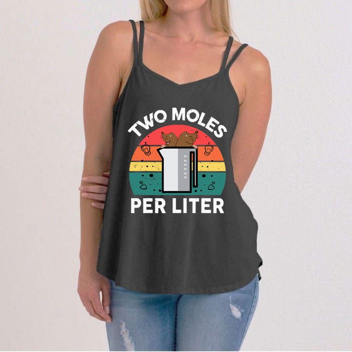 Funny Two Moles Per Liter Chemistry Science Teacher Women's Strappy Tank