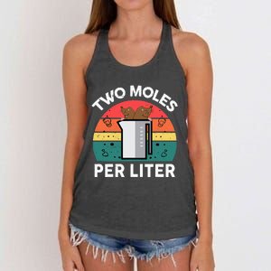 Funny Two Moles Per Liter Chemistry Science Teacher Women's Knotted Racerback Tank