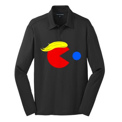 Funny Trump Man 2024 Pac Trump Man Ne Pac Blue Red Dot Silk Touch Performance Long Sleeve Polo