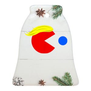 Funny Trump Man 2024 Pac Trump Man Ne Pac Blue Red Dot Ceramic Bell Ornament