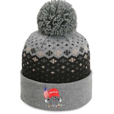 Funny Trump Maga Garbage Can Cartoon Character American Flag The Baniff Cuffed Pom Beanie