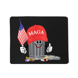 Funny Trump Maga Garbage Can Cartoon Character American Flag Mousepad